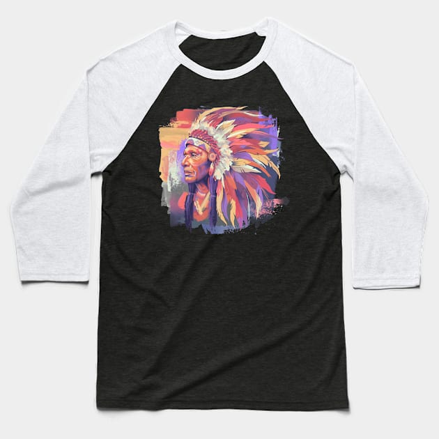 American Native Artwork Baseball T-Shirt by spacemedia